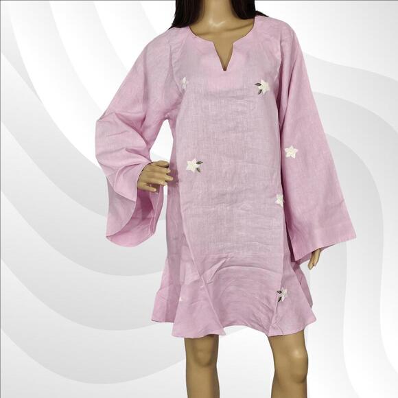 2/$50 Fanm Mon x Andie The Serik Mini Dress Linen Aster Size L - Picture 2 of 7